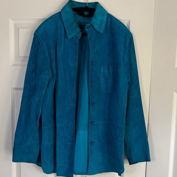 Men's Turquoise Suede Jacket - Picture 1 of 7